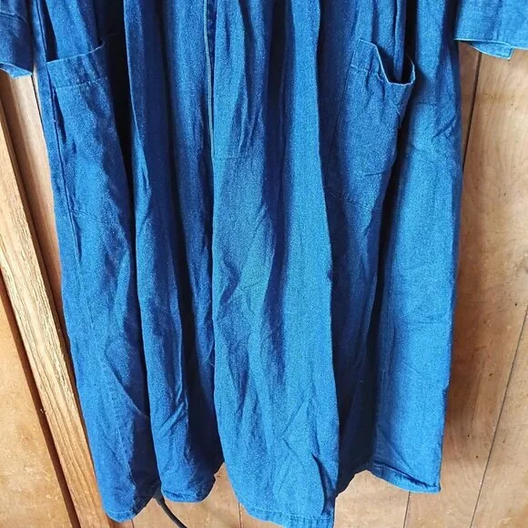 Eddie Bauer Denim Maxi Dress XL 100% Cotton Button Front Long Sleeve Blue Shirt - Picture 4 of 6